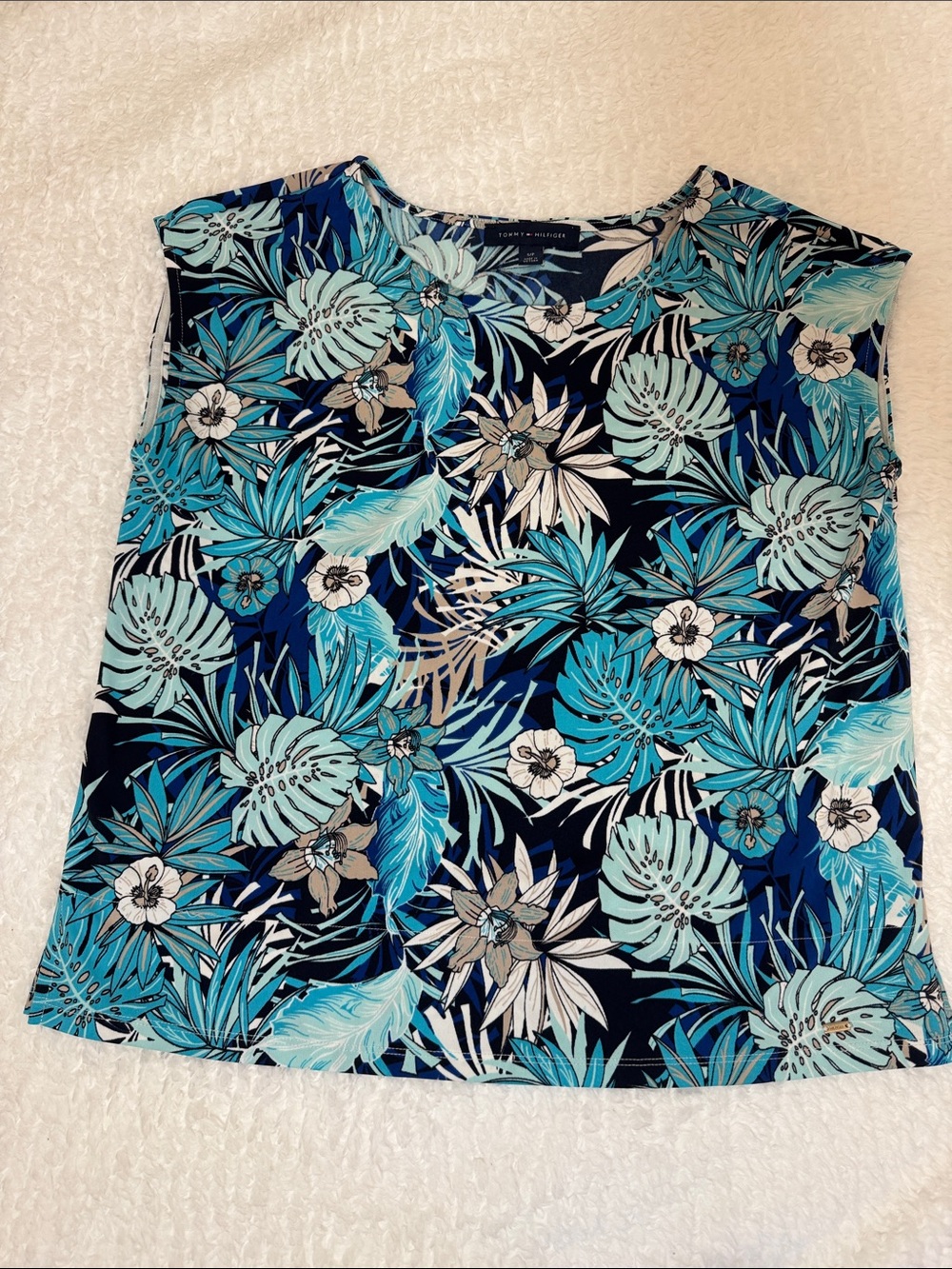 Tommy Hilfiger Navy and Turquoise Tropical Print Tank